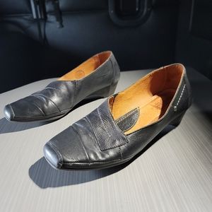 Pikolinos Women US 9 EU40 Black Leather Casual Square Toe Loafer 1.5" Heel EUC